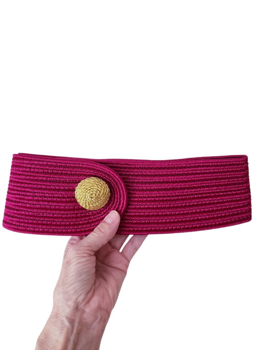 Vintage Fuschia Pink Wide Fabric Belt
